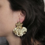 Clous d'oreilles fleur de cerisier 24 mm - anneau ouvert - Acier inox 304L Doré x2