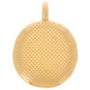 Pendentif rond motif oeil 18 mm - Résine époxy - Doré à l'or fin - Rose foncé x1