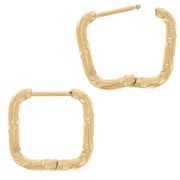 Créoles carrées martelées 14x14 mm - Acier inoxydable 304L Doré x2|raw }}