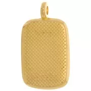 Pendentif rectangle 21x12mm avec résine époxy - Doré à l'or fin - Blanc x1