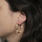 Créoles rondes  30 mm avec résine époxy - Acier inox 304L Doré - Rose clair x2