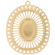 Pendentifs ovales ajourés 39.5x32 mm pour cabochon 14x10mm Acier inox 304L Doré x2