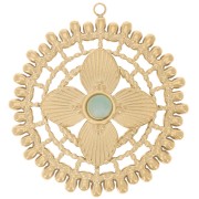 Pendentifs ronds ajourés 31 mm pour cabochon 4 mm - Acier inox 304L Doré x2