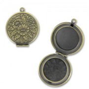 Pendentif porte-photo rond 32x27 mm bronze x1|raw }}