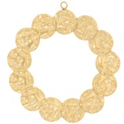 Pendentifs ronds martelés 35 mm - Acier inoxydable 304L Doré x2|raw }}