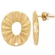 Clous d'oreilles ovale effet plissé 21x18 mm - Acier inoxydable 304 Doré x2