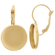 Dormeuses 30 mm pour cabochon 16 mm - Acier inoxydable 304L Doré x2