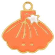 Breloque coquillage 10x10 mm - résine époxy - Acier inox 316L Doré - Corail x1|raw }}