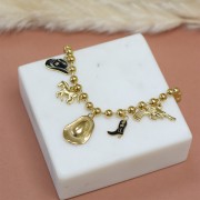 Breloque Santiag botte cowboy 15x9mm résine époxy -Acier inox 316L Doré -Ivoire x1