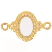Intercalaire ovale 22x13 mm avec résine époxy - Acier inox 304L Doré - Ivoire x1