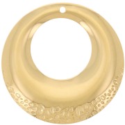 Pendentifs ronds évidés bombés texturés 32 mm - Acier inoxydable 316L Doré x2