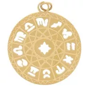 Pendentif rond - médaille 18 mm - Signes du zodiaque - Acier inoxydable 304 Doré