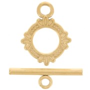 Fermoir T travaillé pour bracelet ou collier 14 mm - Acier inoxydable 304L Doré x1|raw }}