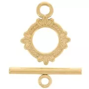 Fermoir T travaillé pour bracelet ou collier 14 mm - Acier inoxydable 304L Doré x1