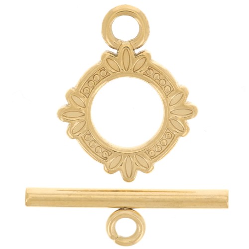 Fermoir T travaillé pour bracelet ou collier 14 mm - Acier inoxydable 304L Doré x1