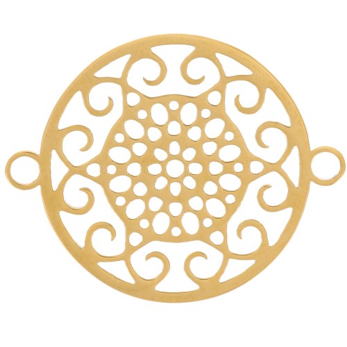 Intercalaire rond ajouré 20 mm motif Arabesque - Acier inoxydable 316L Doré x1