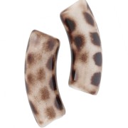 Perles tube incurvé en acrylique opaque 35x11 mm - Motif Léopard tacheté x6