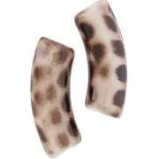 Perles tube incurvé en acrylique opaque 35x11 mm - Motif Léopard tacheté x6