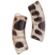 Perles tube incurvé 35x11 mm en acrylique opaque - Tacheté marron foncé x6