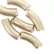 Perles tube incurvé 35x11 mm en acrylique opaque - Doré mat x6