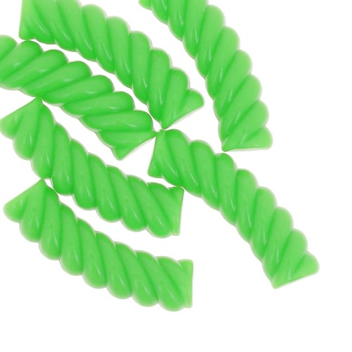 Perles tube incurvé torsadé en acrylique opaque 32x8 mm - Vert Fluo x6