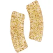 Perles tube incurvé en acrylique transparente 35x11 mm - Pailleté doré x6