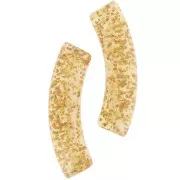 Perles tube incurvé en acrylique transparente 32x8 mm - Pailleté doré x6