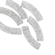 Perles tube incurvé en acrylique transparente 32x8 mm - Pailleté argenté x6