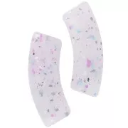 Perles tube incurvé en acrylique translucide 35x11mm Violet Pailleté x6