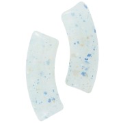 Perles tube incurvé en acrylique translucide 35x11mm Bleu clair Pailleté x6