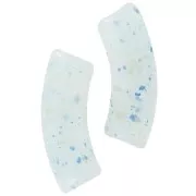 Perles tube incurvé en acrylique translucide 35x11mm Bleu clair Pailleté x6