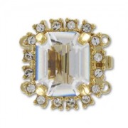 Fermoir 2 rangs 17 mm cabochon PureCrystal Crystal/doré x1|raw }}