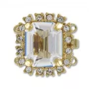 Fermoir 2 rangs 17 mm cabochon PureCrystal Crystal/doré x1
