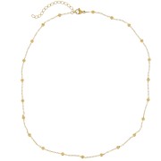 10 tours de cou Forçat limée et petites boules 3mm - Acier inox 304L Doré x46cm