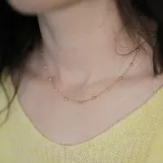 10 tours de cou Forçat limée et petites boules 3mm - Acier inox 304L Doré x46cm