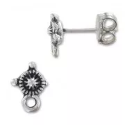 Clous d'oreilles ronds 9,5 mm argenté vieilli x2