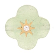 Perle trèfle facettée 12 mm pierre gemme teintée et oxyde zirconium - Aventurine|raw }}