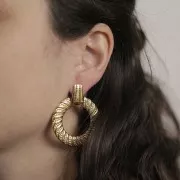 Clous d'oreilles design texturé 17x9 mm - Acier inoxydable 304L Doré x2