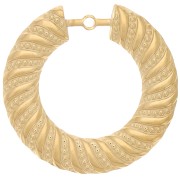 Pendentifs ronds évidés texturés torsadés 40 mm - Acier inoxydable 304L Doré x2|raw }}