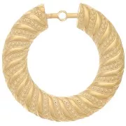 Pendentifs ronds évidés texturés torsadés 40 mm - Acier inoxydable 304L Doré x2