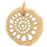 Pendentifs coquillages irrégulier travaillé 20x18 mm - Acier inox 316L Doré x2