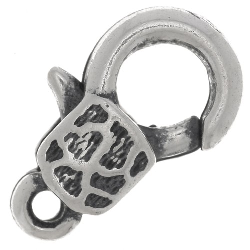 Fermoir mousqueton décoré 15 mm argenté vieilli x1