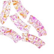 Perles tube incurvé en acrylique transparent 35x11mm - Tacheté magenta x6|raw }}
