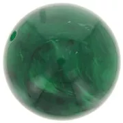 Perle en résine translucide 14 mm - Vert foncé marbré x6