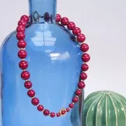 Perles rondes 14 mm en résine translucide - Vert foncé marbré x6