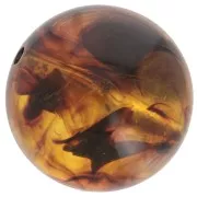 Perles rondes 14 mm en résine translucide - Ambre marbré x6