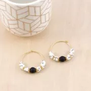 Perles rondes 6 mm en pierre gemme Agate noire Mat x15