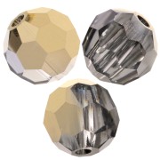 Perles rondes facettées Preciosa - Round Bead 5 mm - Crystal Aurum Half x15|raw }}