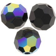 Perles rondes facettées Preciosa - Round Bead 5 mm - Jet AB x15