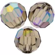Perles rondes facettées Preciosa - Round Bead 5 mm - Black Diamond AB x15